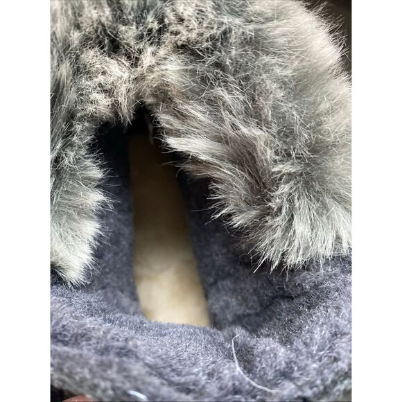 BEARPAW Women's Gray Wool Blend Faux Fur Cuff Winter Ankle Boots Size 9 - Picture 8 of 14